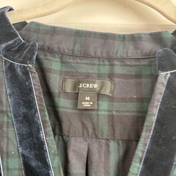 J crew Women’s Velvet-trimmed V-neck tunic in Black Watch Tartan Holiday M - Picture 8 of 10